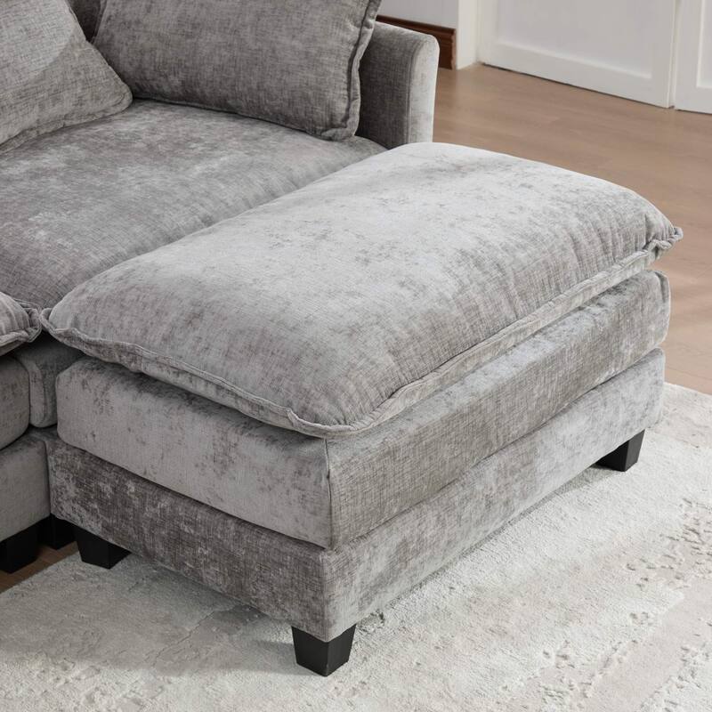Roomfitters Large Upholstered 3-Seater Sofa with Plush Cushions and Pillows, Modern Cloud Couch for Living Room