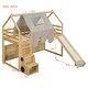 preview thumbnail 69 of 78, Twin/Full Size House Loft Bed with Slide and Tent, Wooden House Bed with Roof Frame, Storage Shelves & Car Shaped Storage Unit