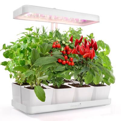 Indoor Herb Garden, Height Adjustable Grow Light with 8/12/16/24H Smart Timer, White（Pots Not Included） - Multicolor