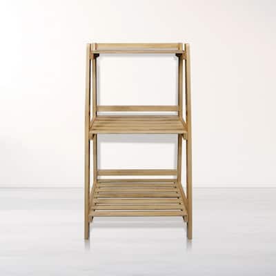 Woodhaven Slatted 3-Shelf Ladder Bookcase with Solid American Gumwood
