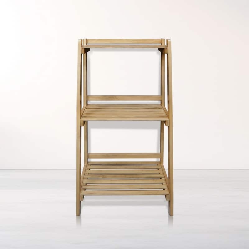 Woodhaven Slatted 3-Shelf Ladder Bookcase with Solid American Gumwood