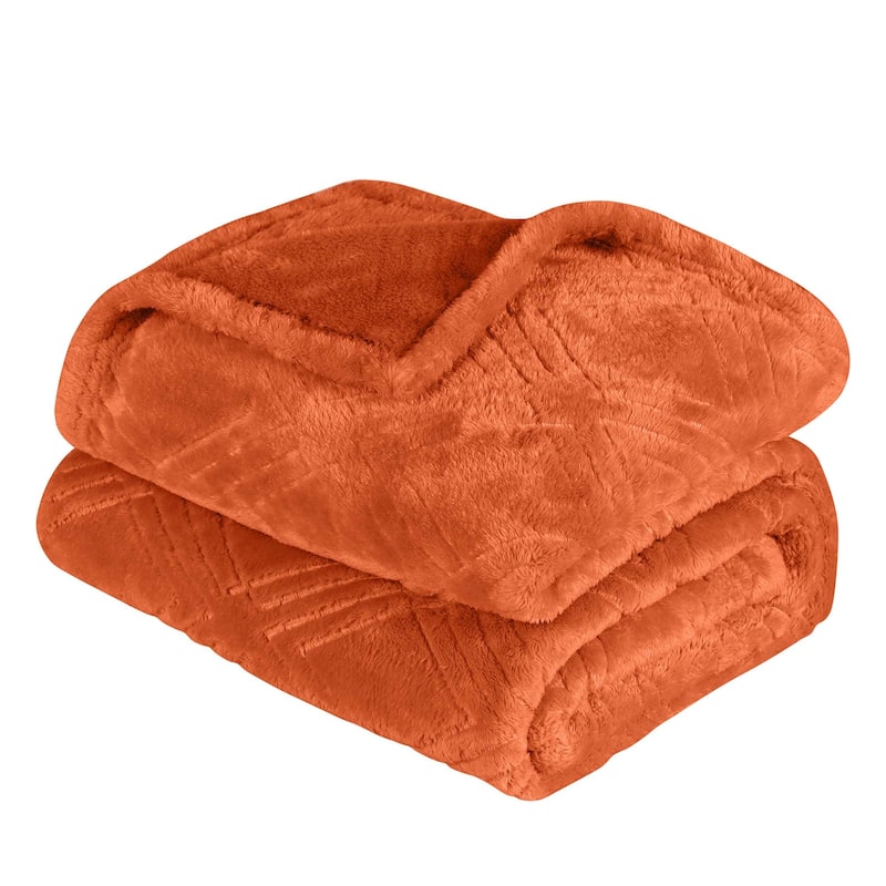 Superior Alaska Diamond Soft Fluffy Fleece Blanket - Throw - Rust