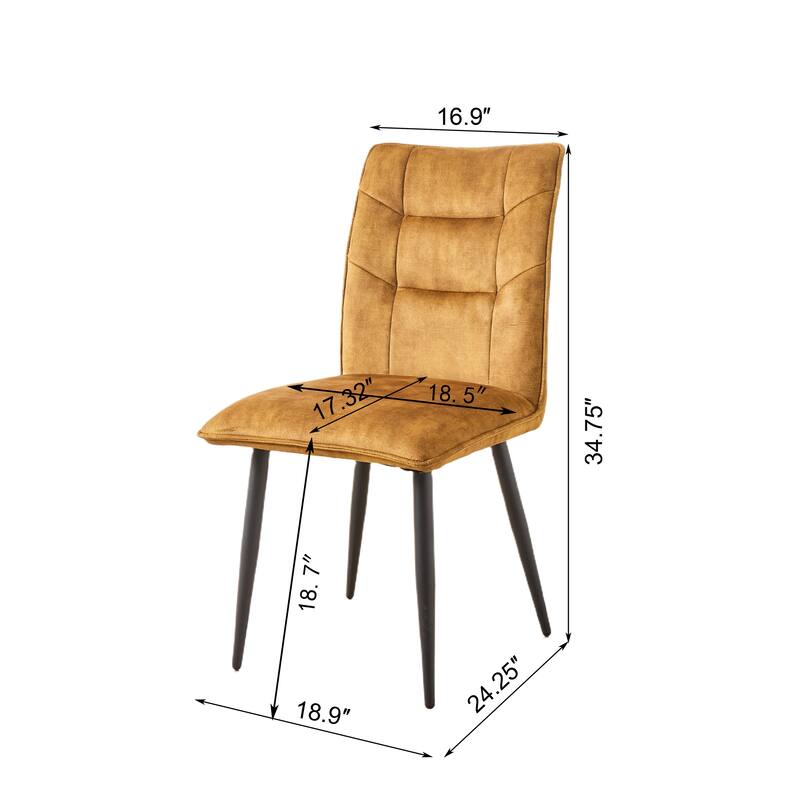 2 Piece Velvet Dining Chair with Cushions, Metal Legs, Anti-Scratch Feet for Dining Room Kitchen Bedroom Living Room