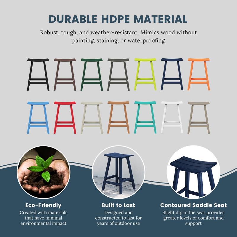 Laguna Hdpe All Weather Outdoor Patio 24" Saddle Seat Counter Stool