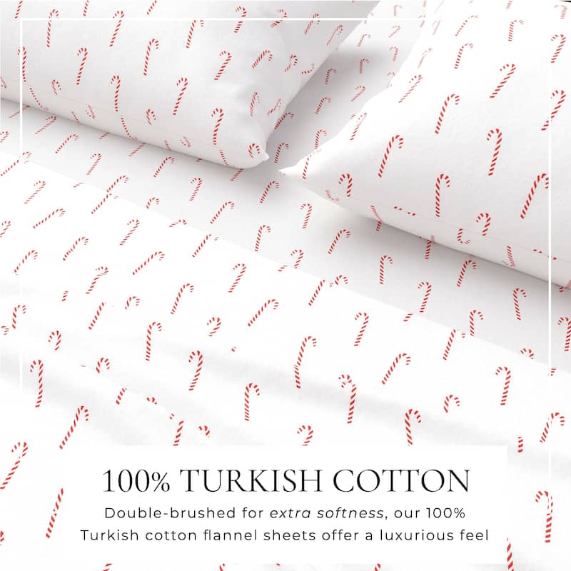 Linery & Co. Turkish Cotton Double-Brushed Christmas Flannel Bed Sheet Set