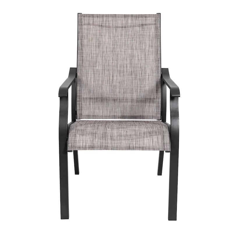 Outdoor 2-Piece Textilene Dining Chairs with Aluminum Frame, Grayish Brown