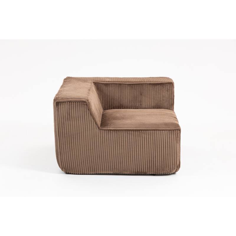 Modular Sectional Sofa with Pillows, Corduroy Upholstered 3-Seater Sofa, All-Compressed Foam Sofa for Living Room, Apartment