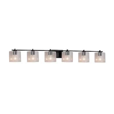 Justice Design Fusion Era 6-light Matte Black Bath Bar, Seeded Oval Shade