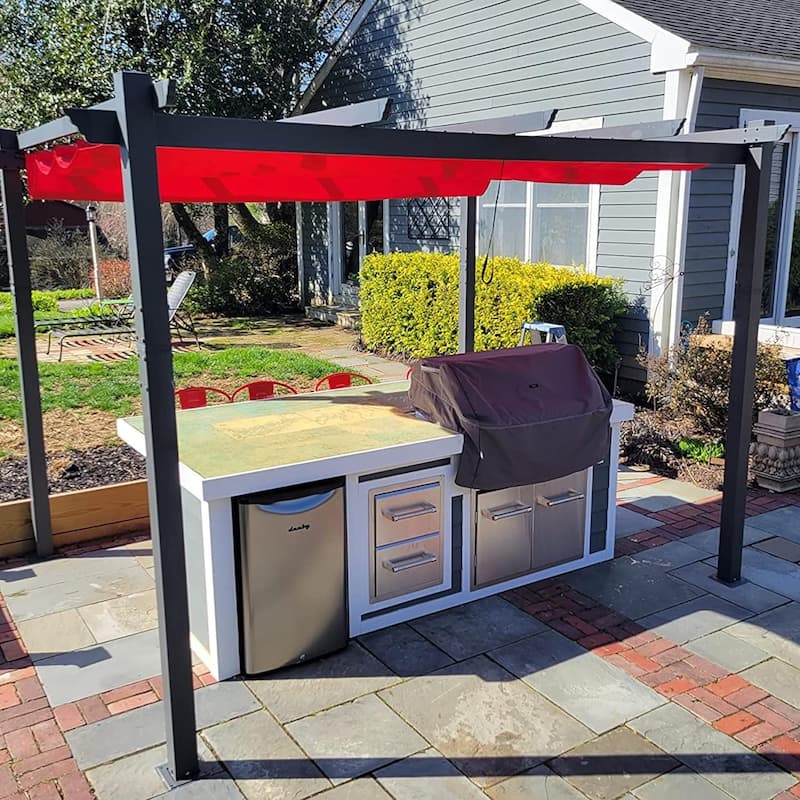PURPLE LEAF Gazebo Outdoor Retractable Modern Yard Metal Grape Trellis Pergola with Canopy.