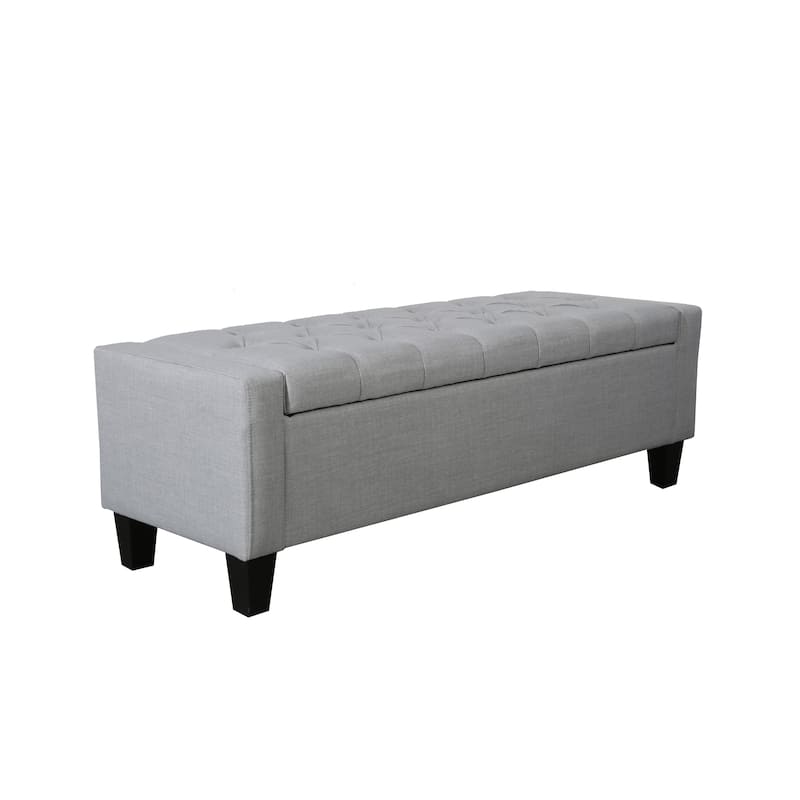 Porthos Home Wren Fabric Button Tufted Storage Bench - Grey