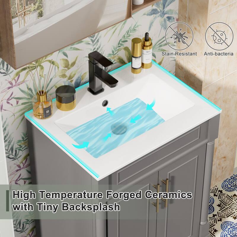 24"/30"/36" Retro Bathroom Vanity W/ Drop in Sink Combo Cabinet Set
