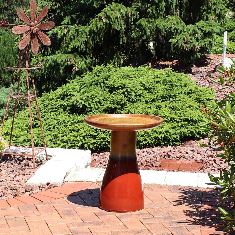 Sunnydaze Duo-Tone Ceramic Bird Bath