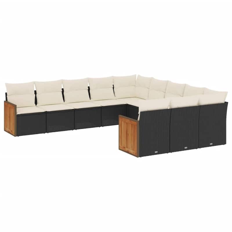 vidaXL Patio Sofa Set with Cushions Outdoor Conversation Furniture Poly Rattan