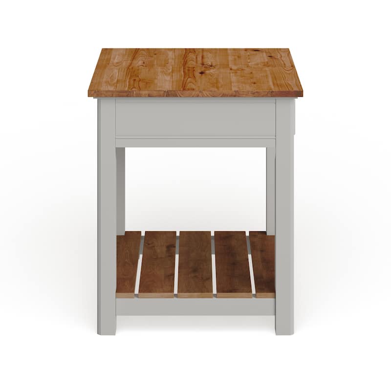 Savannah End Table, Ivory with Natural Wood Top