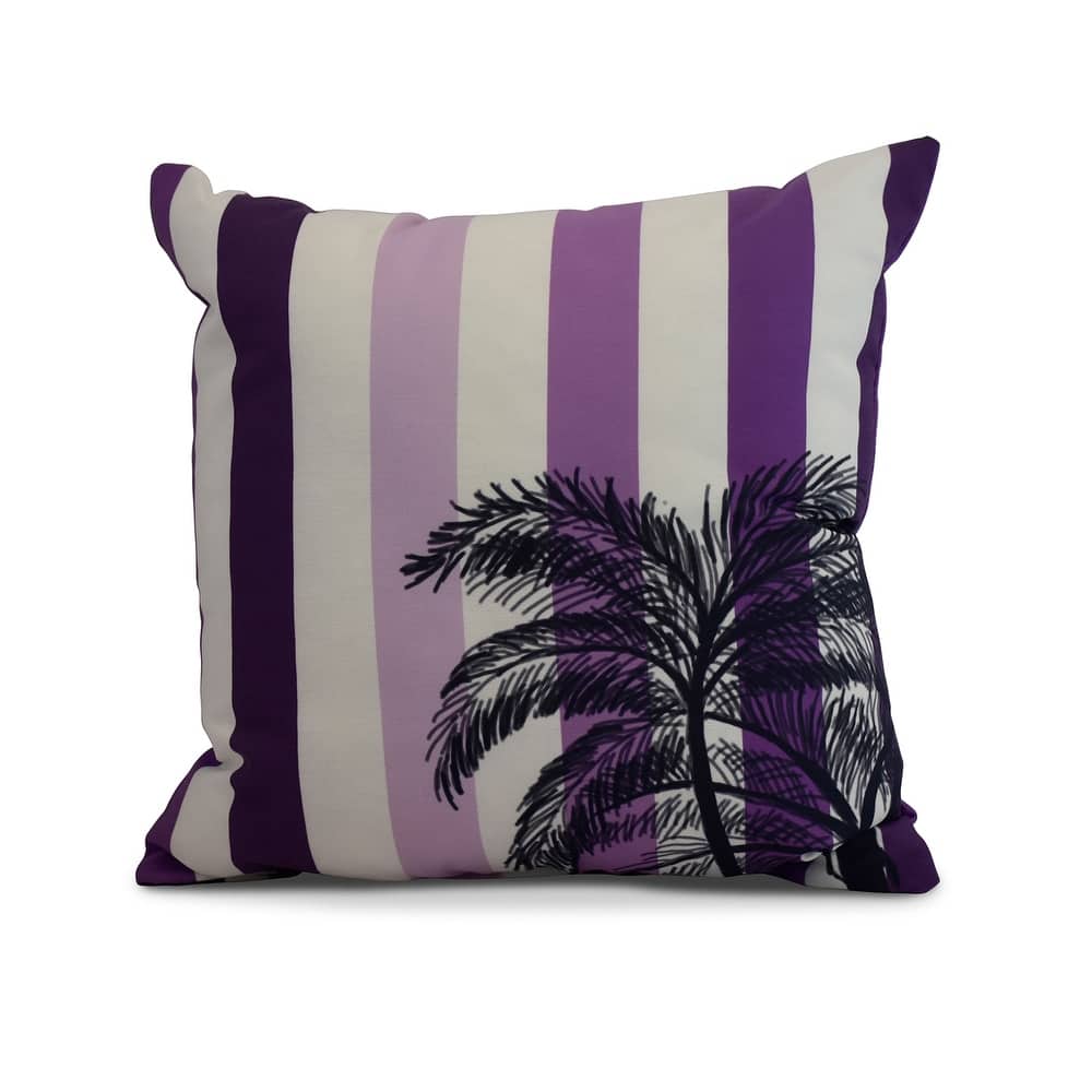 16 x 16 Inch Thin Stripe Palm Stripe Print Outdoor Pillow