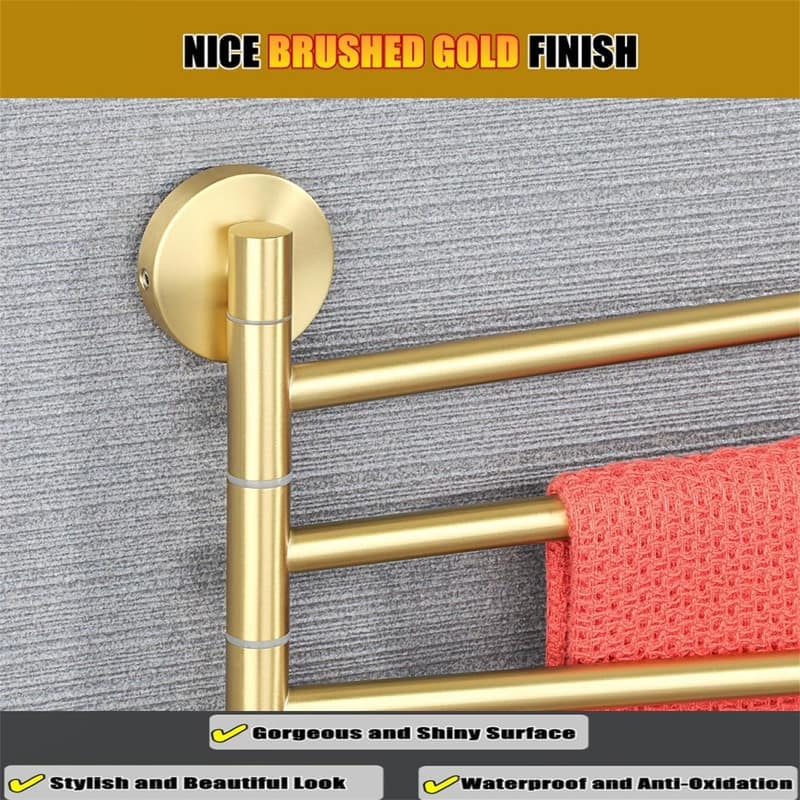 Folding Hand Towel Bar 4 Bars Arm Towel Holder Towel Hanger for Bathroom Wall Mount