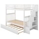 preview thumbnail 5 of 23, Twin over Twin Bunk Bed with Ladder and Full Guardrails Solid Wood Bunk Bed Frame with Trundle and Storage, No Box Spring Needed
