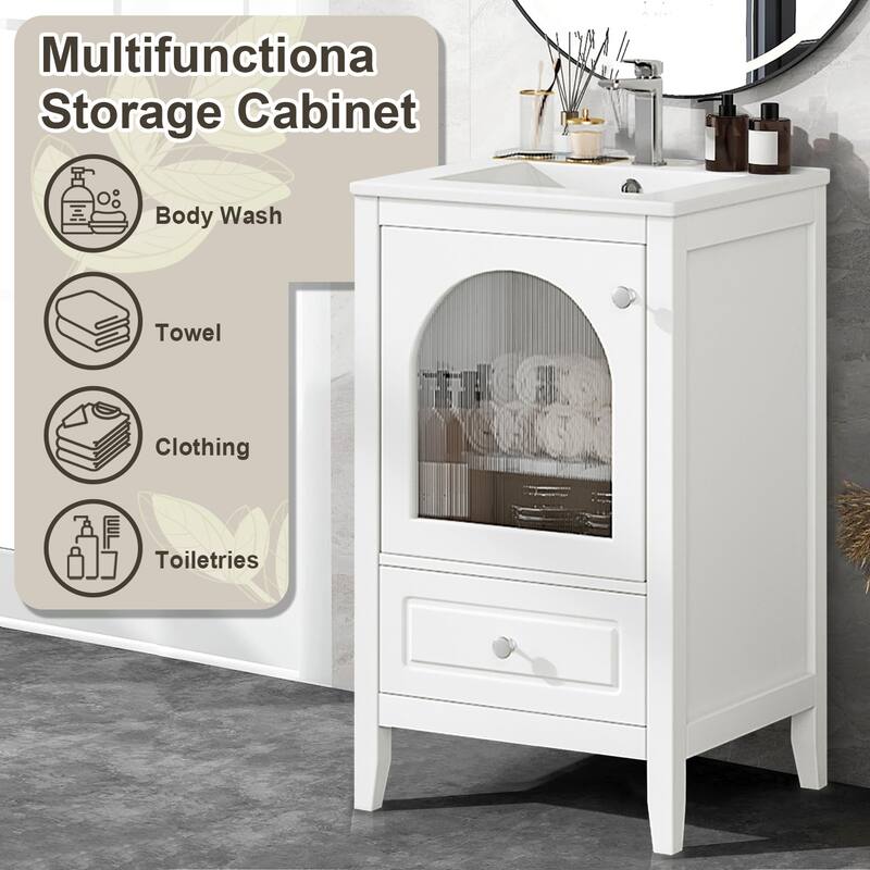 20" Bathroom Freestanding Vanity with Ceramic Sink