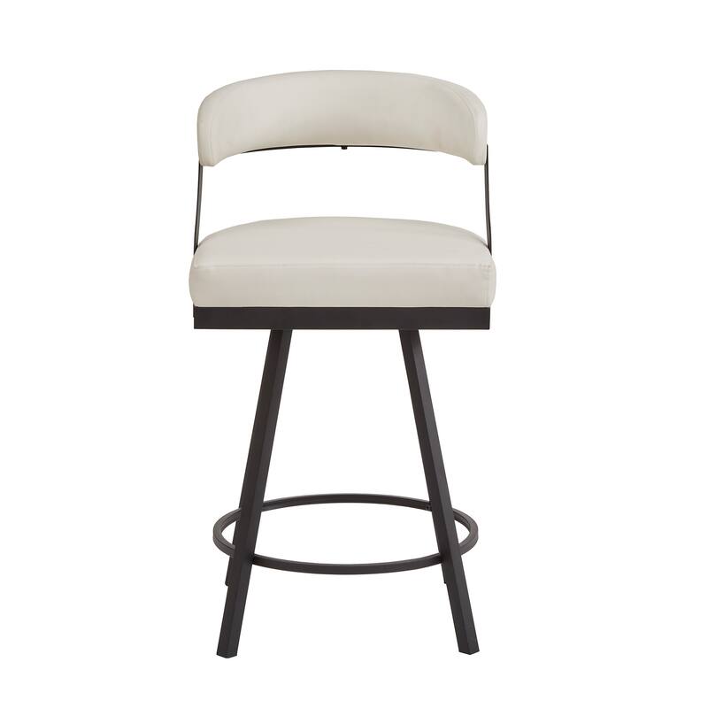 Bacalar Black Finish Metal Round Counter Height Table with Vegan Leather Swivel Chair Set by iNSPIRE Q Modern