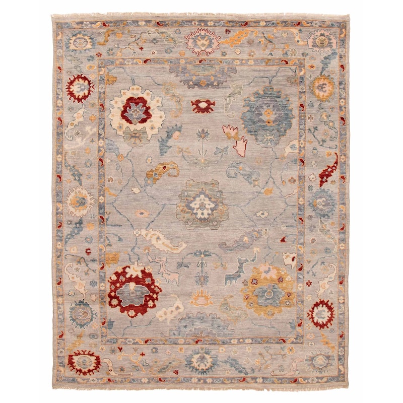 ECARPETGALLERY Hand-knotted Modern Oushak Grey Wool Rug - 8'0 x 10'0 - Light Grey - 8'0 x 10'0