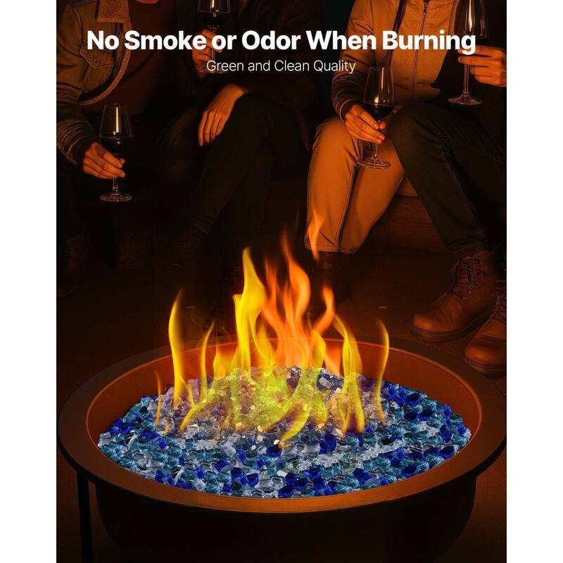 Cobalt Blue Aqua Clear Tempered Fire Glass Rocks Crushed 10 lbs. for Fire Pits - 1/2 inch