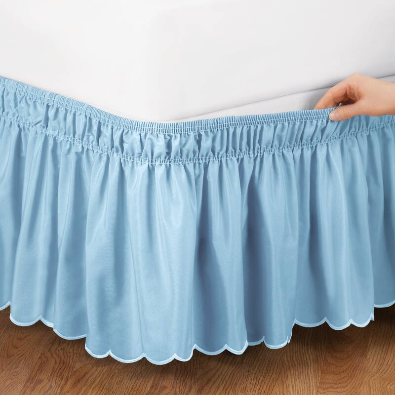 Scalloped Wrap Ruffle Bedskirt - Blue - Queen/King