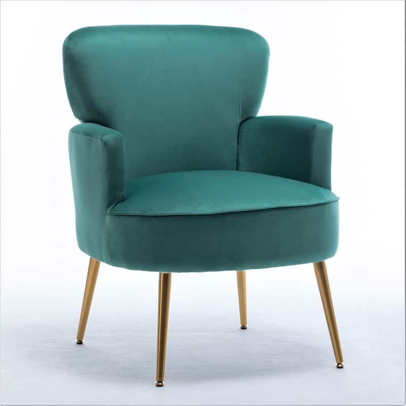 US Pride Furniture Trendy Velvet Accent Chair with Gold Metal Legs Upholstered Armchair - Mint Green
