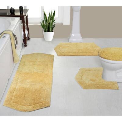 Home Weavers Waterford Collection 4 Piece Set Bath Rug with Lid Cover 18"x18", 20"x20", 21"x34", 22"x60"