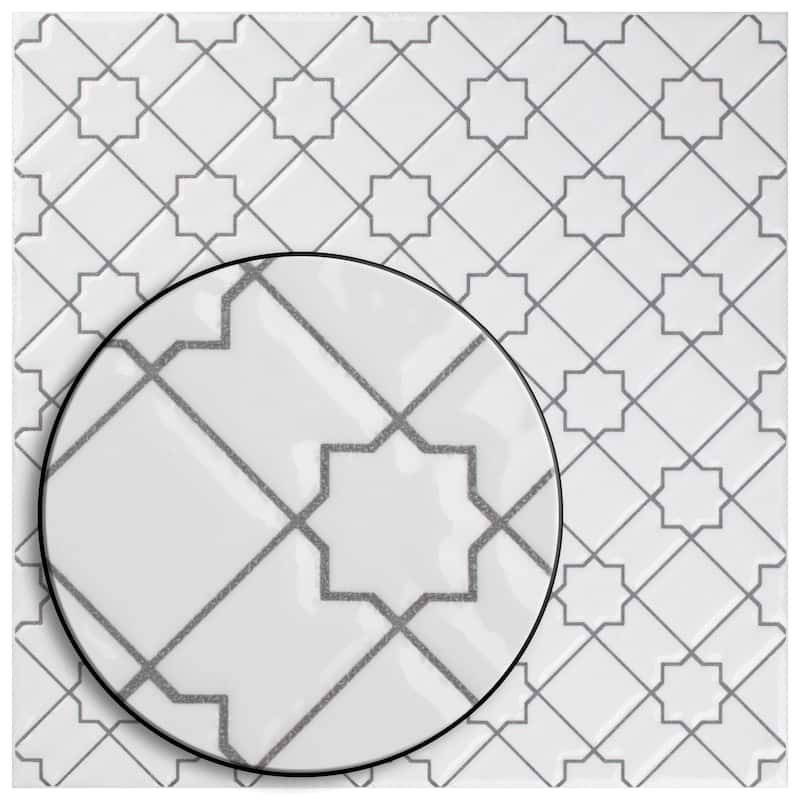 Merola Tile Sevillano Giralda White 7-7/8" x 7-7/8" Ceramic Wall Tile - Case (25 Tiles)