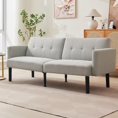 Futon Sofa Bed, Compact Loveseat, Modern Mid-Century Sleeper Sofa