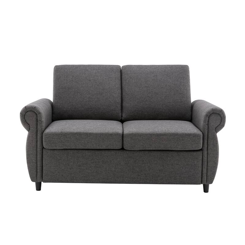 Sleeper Sofa Bed, Pull Out Sofa Bed Loveseat Sleeper w/ Twin Size Memory Mattress, Modern Linen Couch Bed Chairs for Living Room