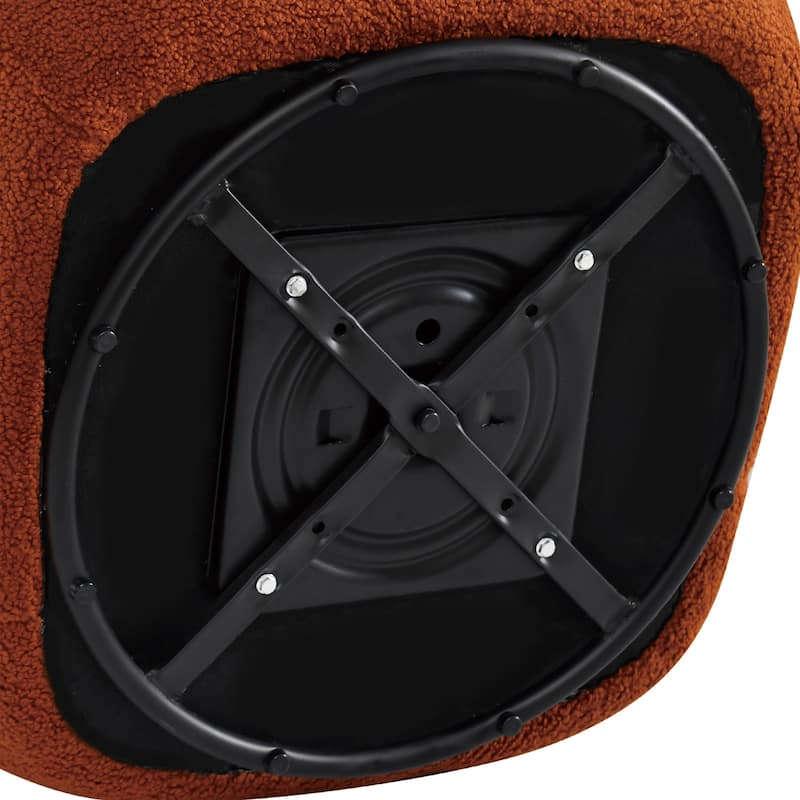 Modern 27" W Swivel Orange Boucle Upholstered Accent Chair