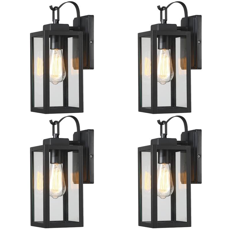 4PK-1 Light Outdoor Matte Black Wall Sconce Lantern - 5"x6.7"x13.78"