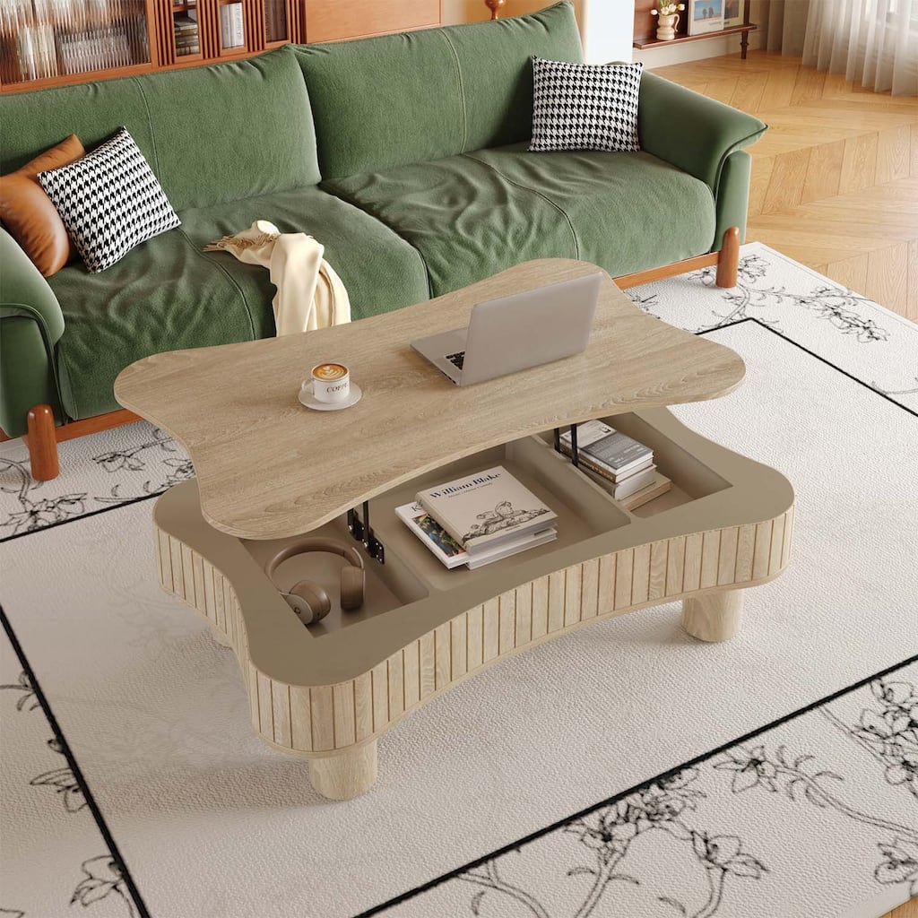 Lift Top Coffee Table with Hidden Storage for Living Room