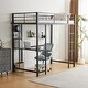 preview thumbnail 9 of 13, Twin Size Metal Loft Bed with Desk and Storage Shelves