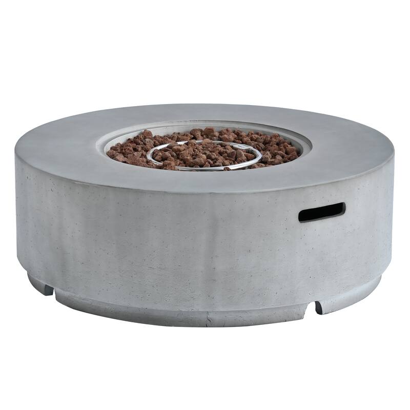 38.2" Round Outdoor Propane Fire Pit, Outside Fire Pit Table with 50000 BTU, Steel Burner, Lava Rocks, Waterproof Cover