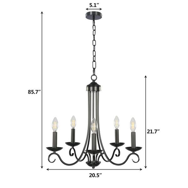 Vintage 5Light Candle Chandelier, Industrial Hanging Pendant Ceiling
