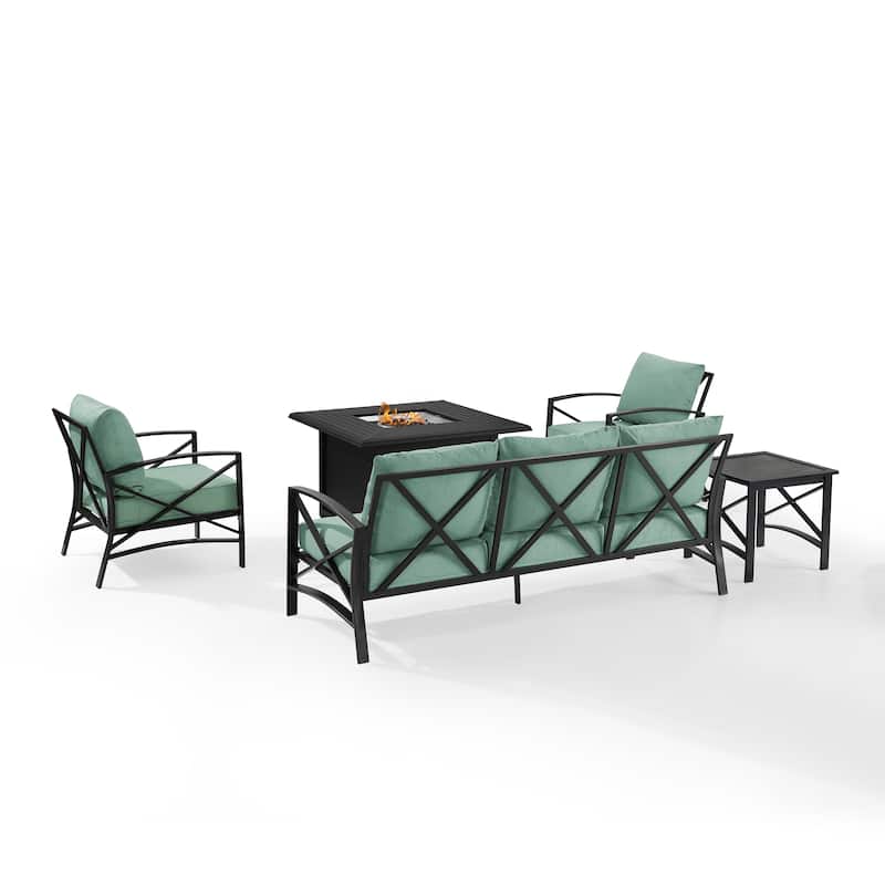 Crosley Kaplan 5Pc Outdoor Sofa Set W/Fire Table - 147 W x 91 D x 32 H
