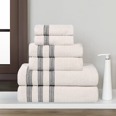 Superior Brea Zero Twist Cotton Ribbed Modern 6 Piece Bathroom Towel Set