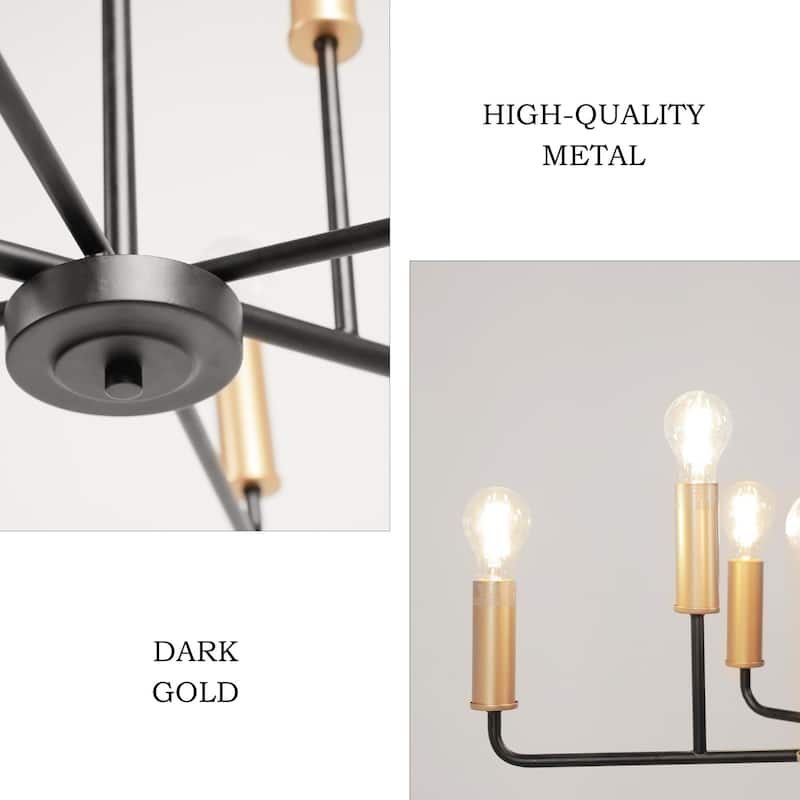 Modern Abstract 10-Light Black Gold Chandeliers with Branch-Shaped for Kitchen Dining Room - 39.8 " × 27.4 " × 13 "