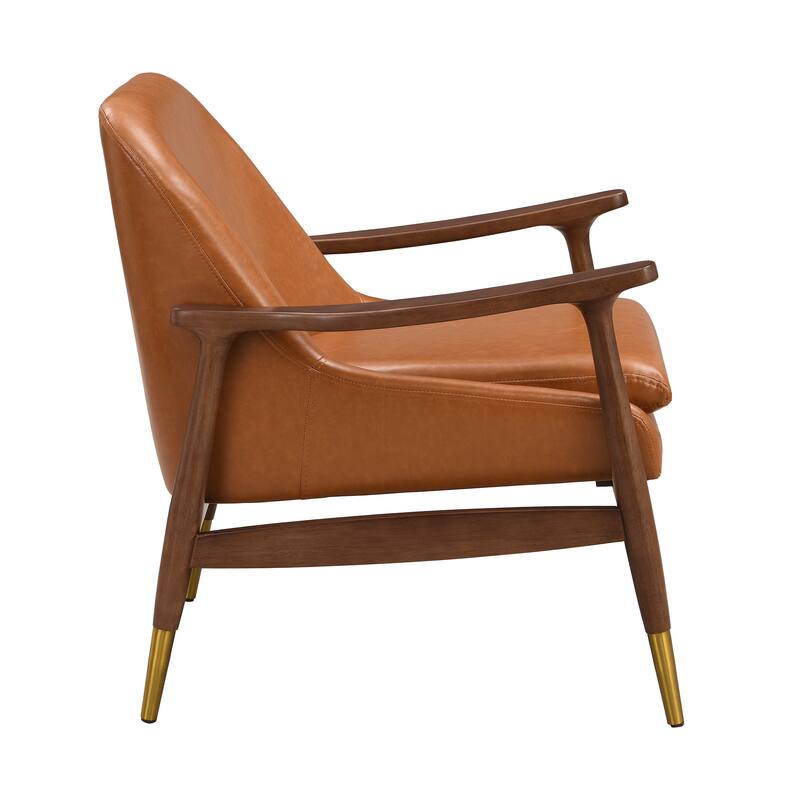 Mid-Century Faux Leather Accent Chair