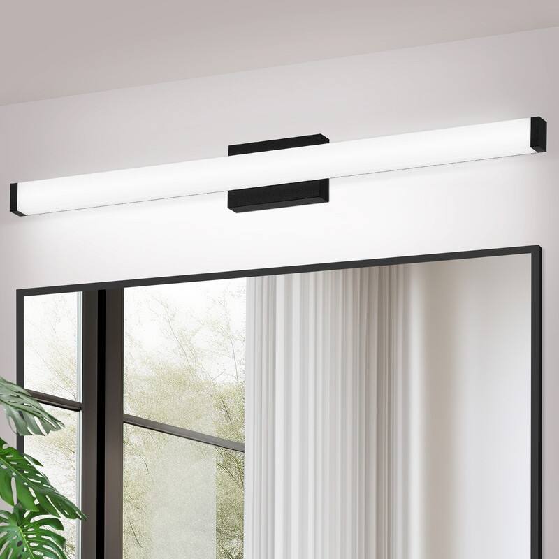 Modern Black LED Bathroom Vanity Light - 6000K Cool White Over Mirror Lighting - 41Inch