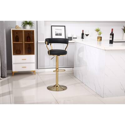 PU Upholstered Swivel Breakfast Stools Adjustable Counter Height Chair, Orange