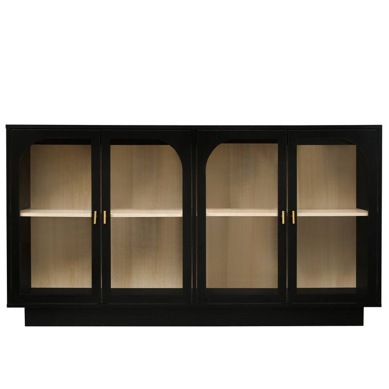 Display Cabinet Storage Cabinet Buffet Sideboard with Acrylic Door & Adjustable Shelves, Black Display Case TV Console Table