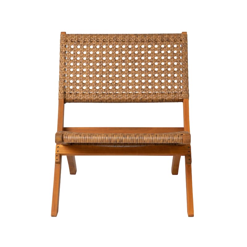 Sava Indoor-Outdoor Folding Chair in Tan Wicker