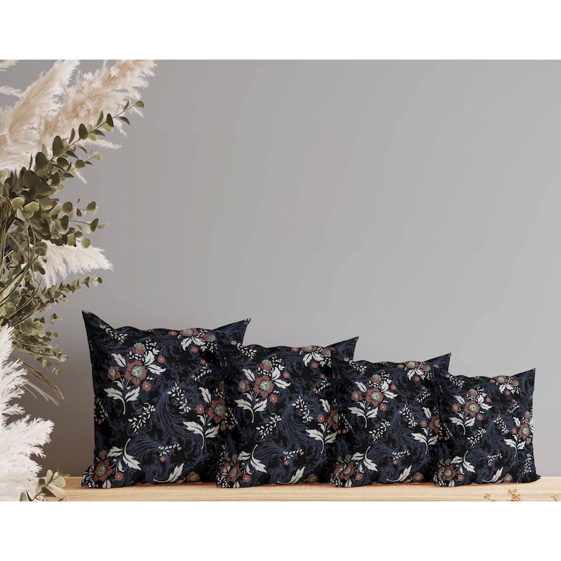 Meadow Strokes Faux Suede Reversible Throw Pillow Black and Blue