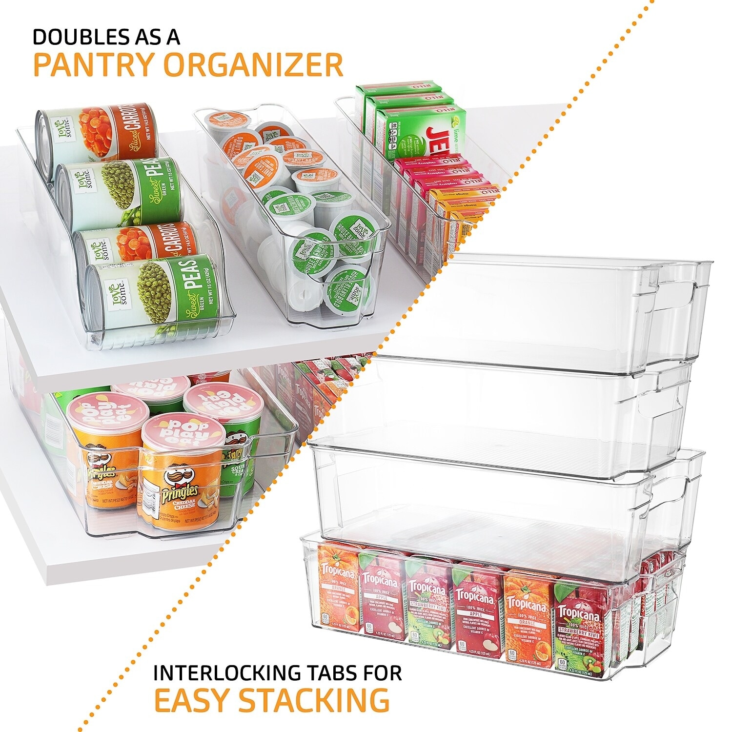 Clear Storage Bins Refrigerator  Acrylic Pantry Freezer Container