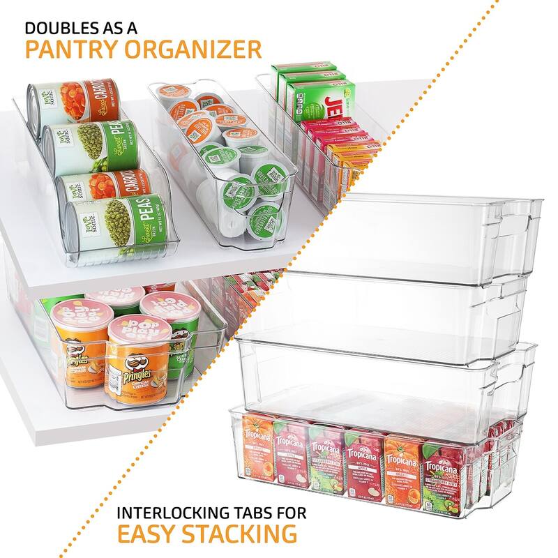 StorageBud 8 Piece Refrigerator Organizer Bins - Stackable Freezer Organizer - Clear Refrigerator Organizer - Acrylic Fridge Bin