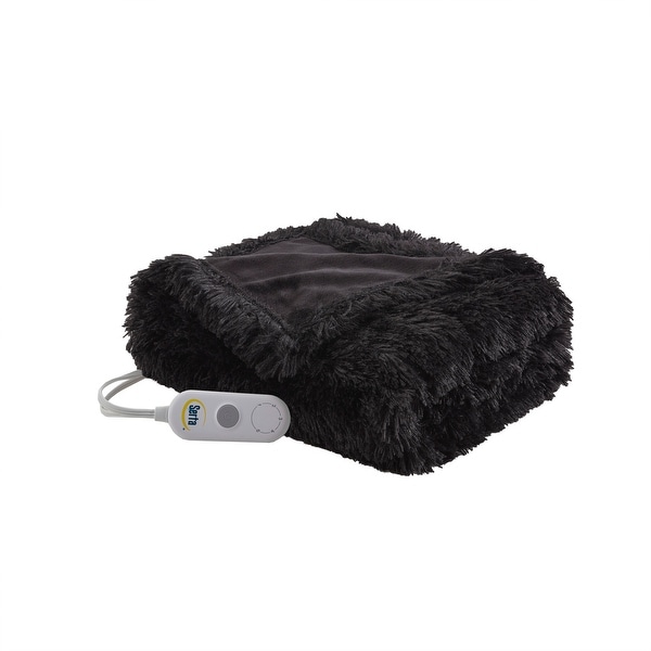 Malea Heated Shaggy Faux Fur Heated Throw by Serta - On Sale - Bed