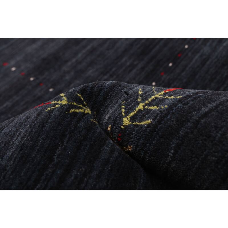 ECARPETGALLERY Hand Loomed Kashkuli Gabbeh Dark Navy Wool Rug - 5'0 x 7'10